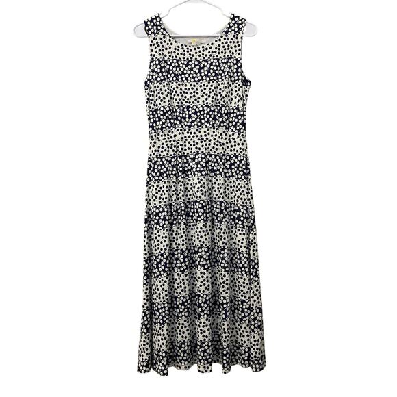 Boden Rosamund Jersey Midi Dress US 6R Navy White Sleeveless Floral Striped Prep - Picture 4 of 10